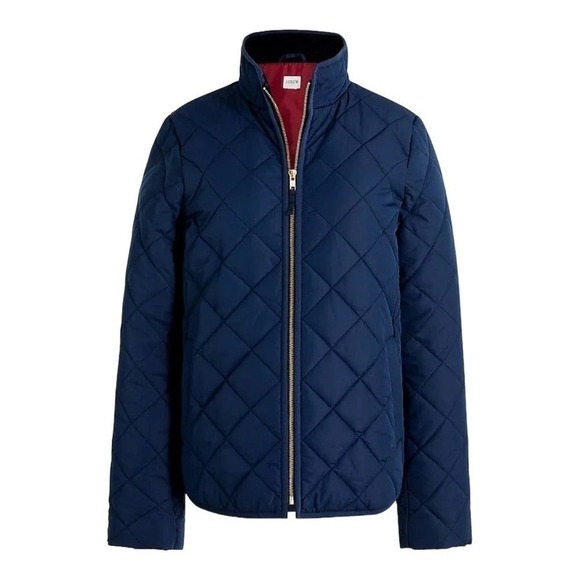 J.Crew Navy Quilted Jacket XS Red Lining Preppy Equestrian Classic lightweight - Picture 11 of 11